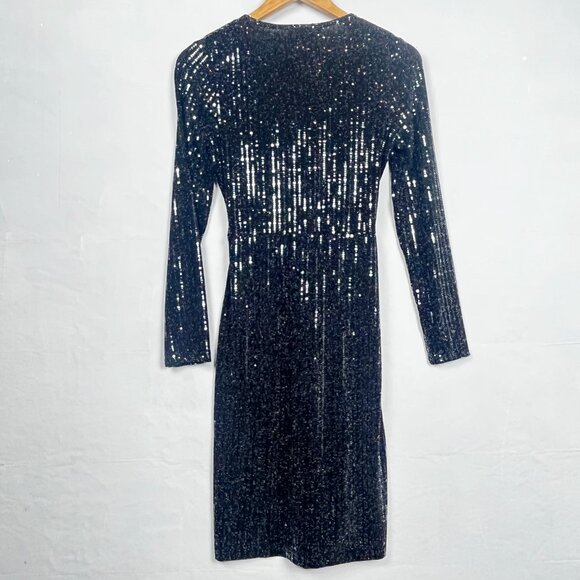 Rebecca B Sequin Black Wrap Dress 4 - Picture 5 of 5